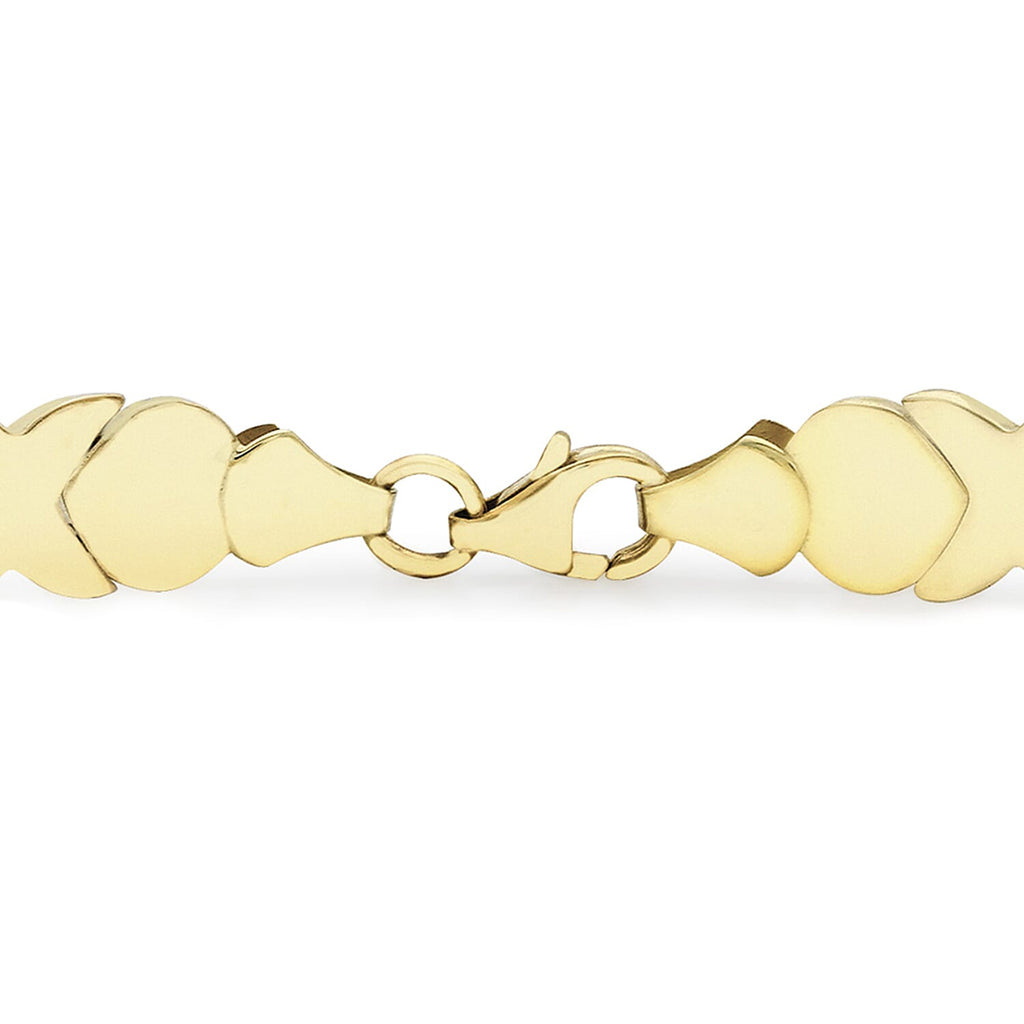 9K Two Colour Gold Diamond Cut Hugs And Kisses Link Bracelet 7.5 Inch