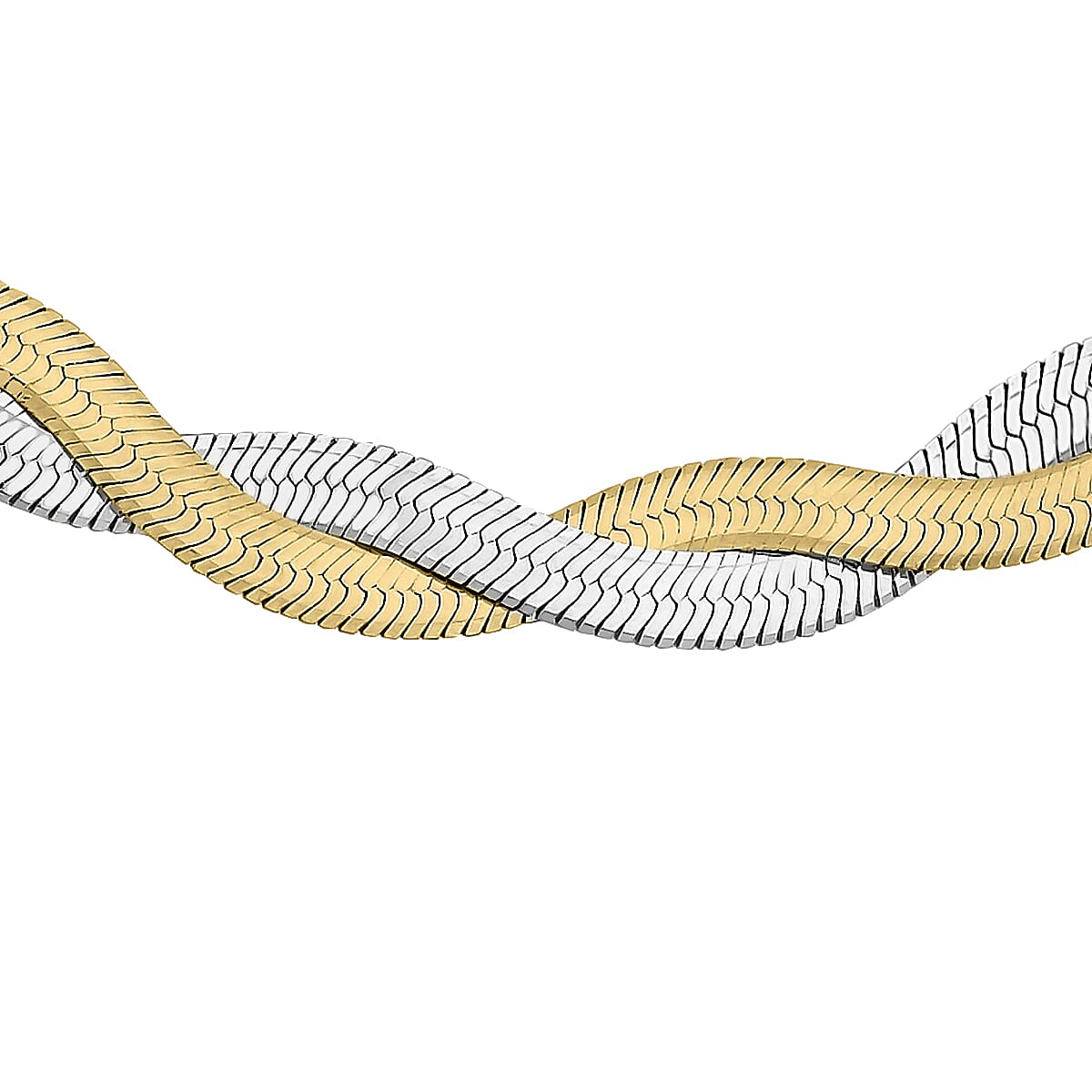 9K Two Colour Gold Diamond Cut Twined Herringbone Necklace 17 Inch 7189791 0