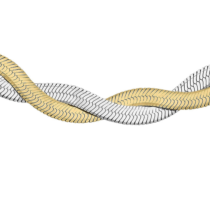 9K Two Colour Gold Diamond Cut Twined Herringbone Necklace 17 Inch 7189791 1