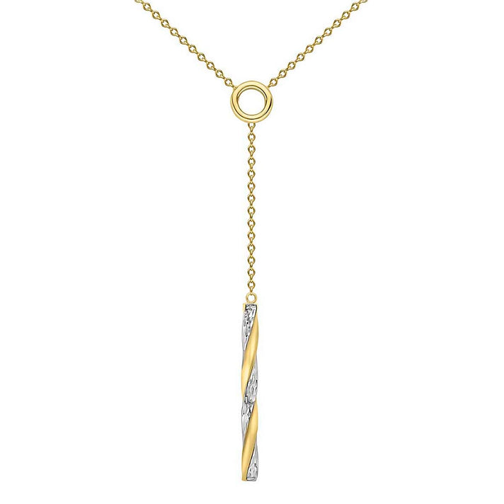 9K Two Colour Gold Diamond Cut Twist Bar Adjustable Necklace 16 to 17 Inch 7189966 1