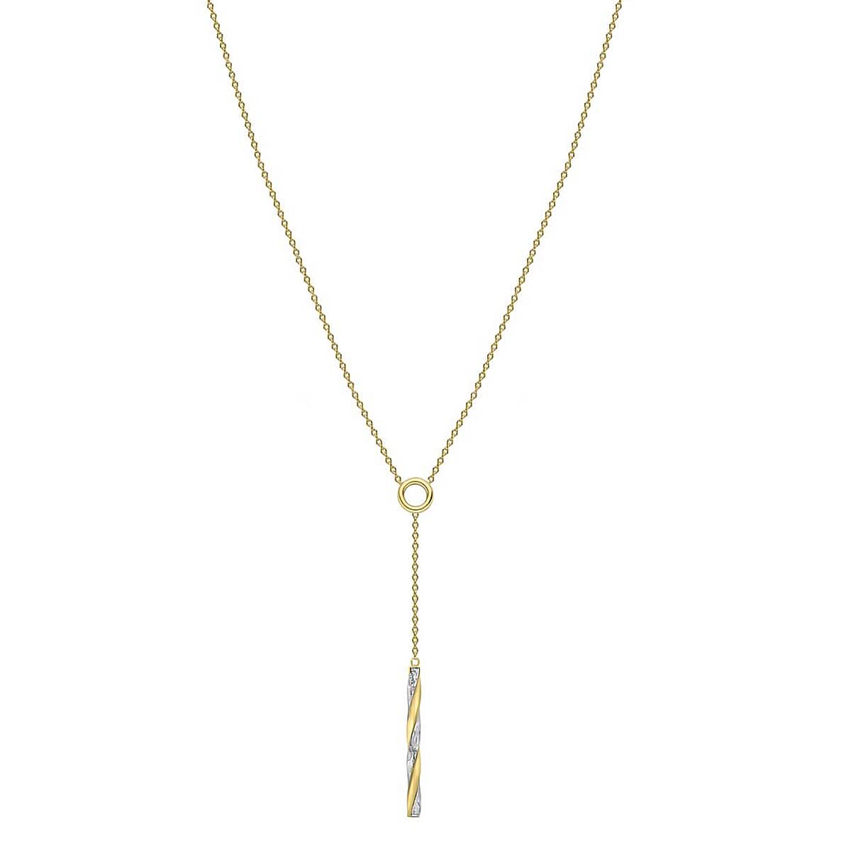 9K Two Colour Gold Diamond Cut Twist Bar Adjustable Necklace 16 to 17 Inch 7189966 1