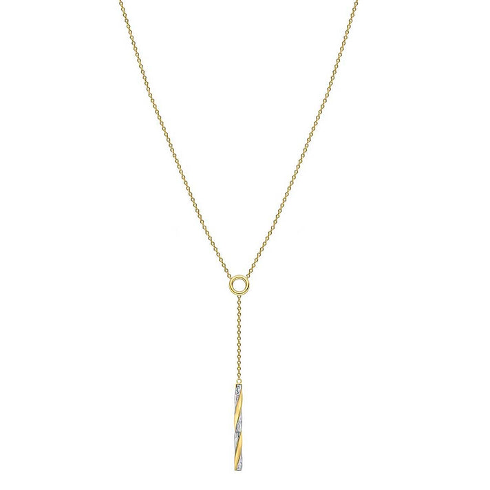 9K Two Colour Gold Diamond Cut Twist Bar Adjustable Necklace 16 to 17 Inch 7189966 2