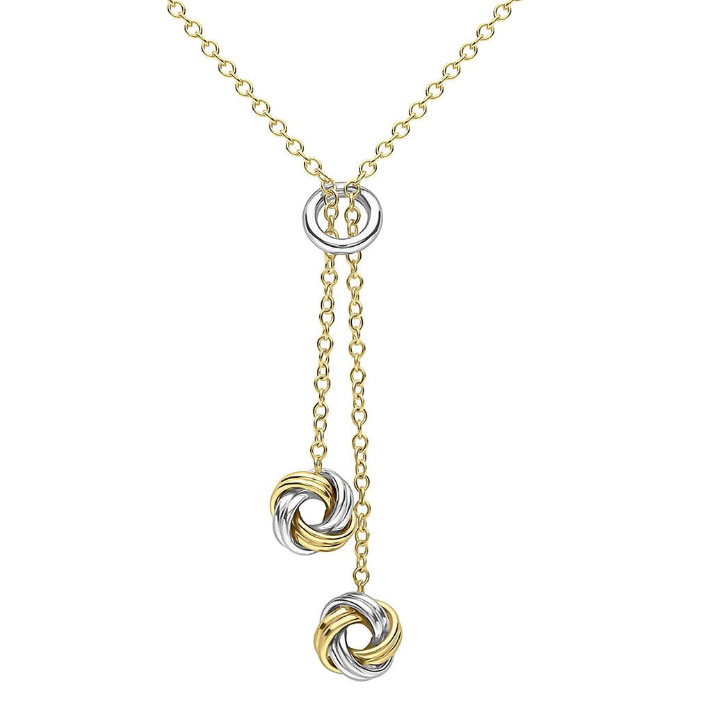 9K Two Colour Gold Drop Knot Necklace 17 to 18 Inch