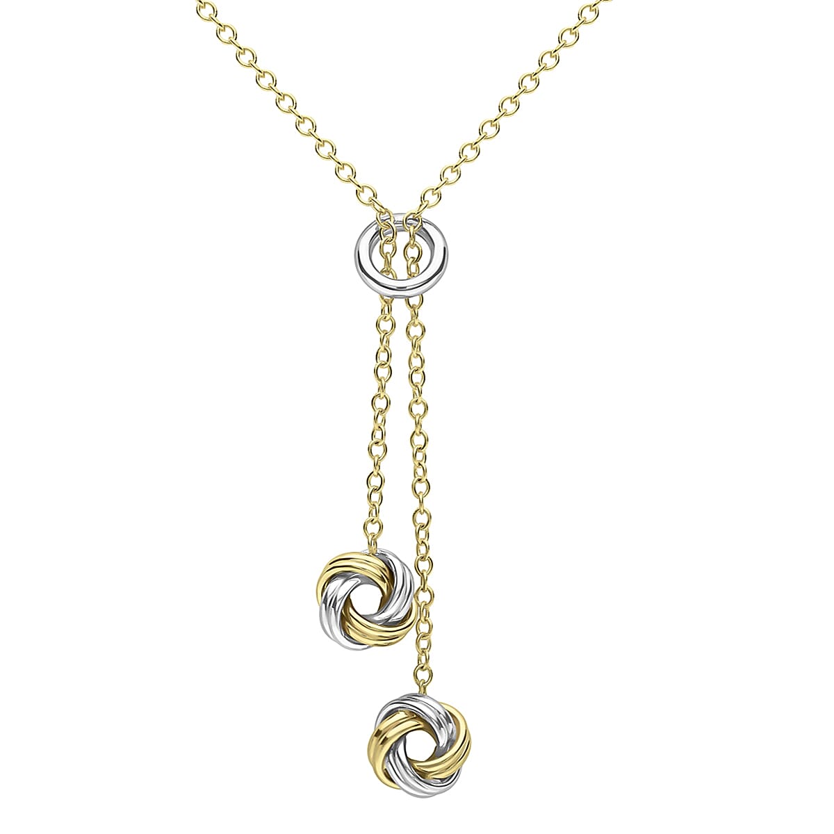 9K Two Colour Gold Drop Knot Necklace 17 to 18 Inch 7189799 0