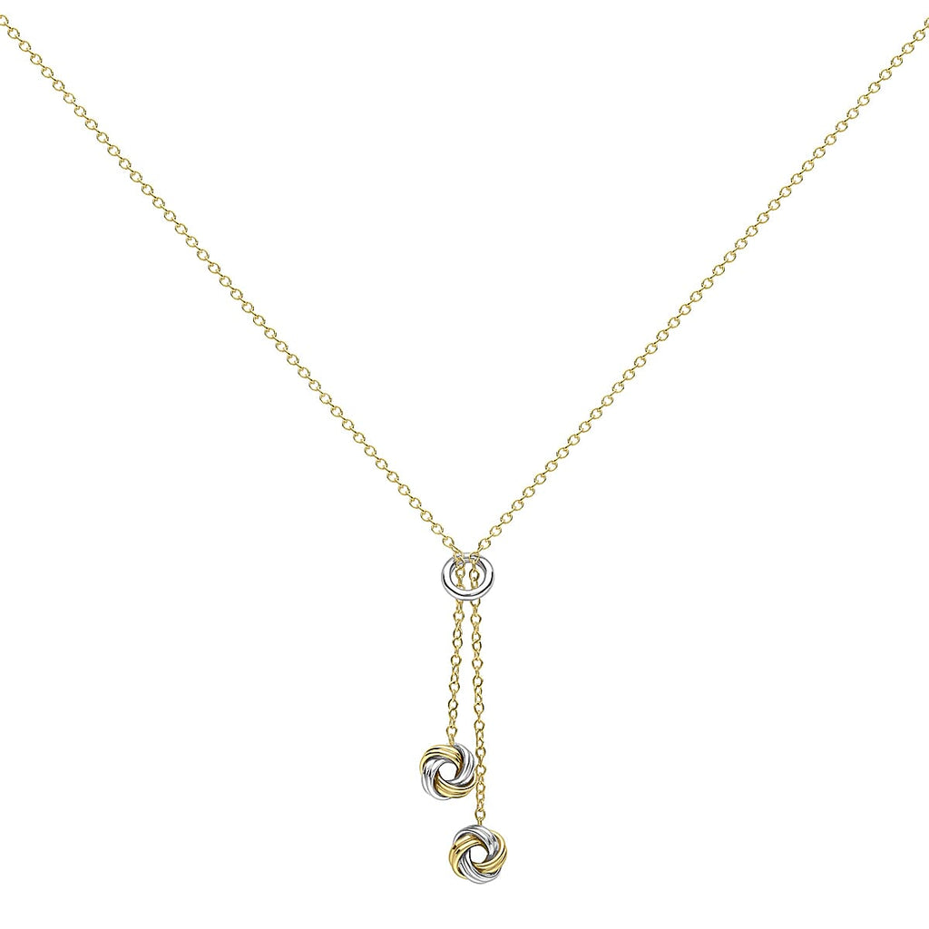 9K Two Colour Gold Drop Knot Necklace 17 to 18 Inch