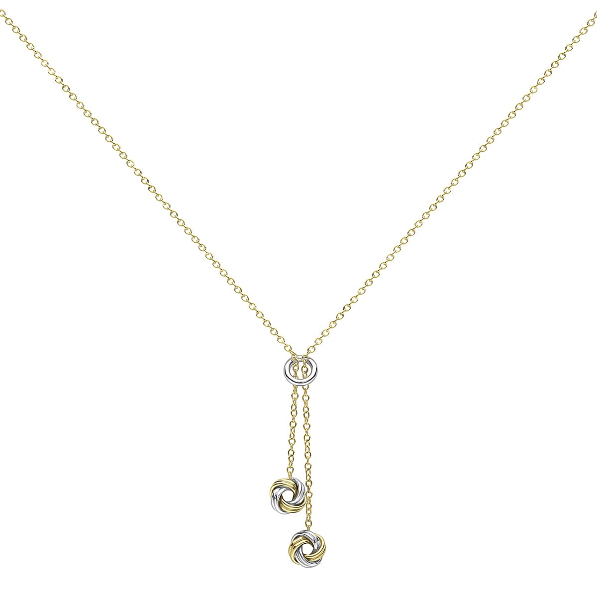 9K Two Colour Gold Drop Knot Necklace 17 to 18 Inch 7189799 1