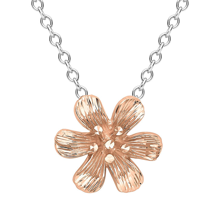 9K Two Colour Gold Flower Necklace 17 to 18 Inch 7189962 1