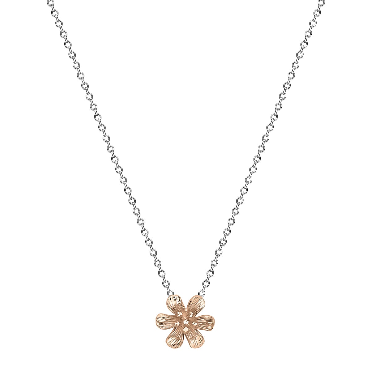 9K Two Colour Gold Flower Necklace 17 to 18 Inch 7189962 1