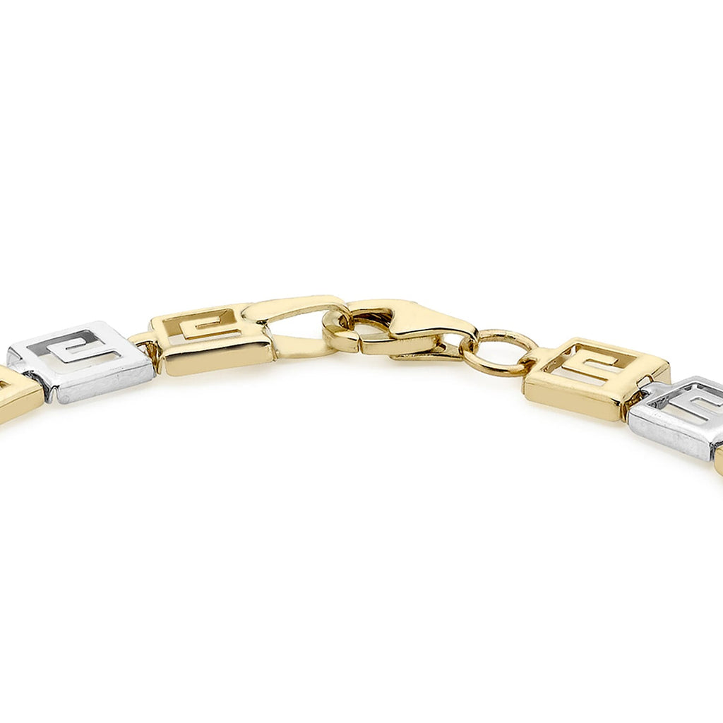 Close Out Deal 9K Two Colour Gold Grecian Style Bracelet (Size 7.5) with Lobster Clasp