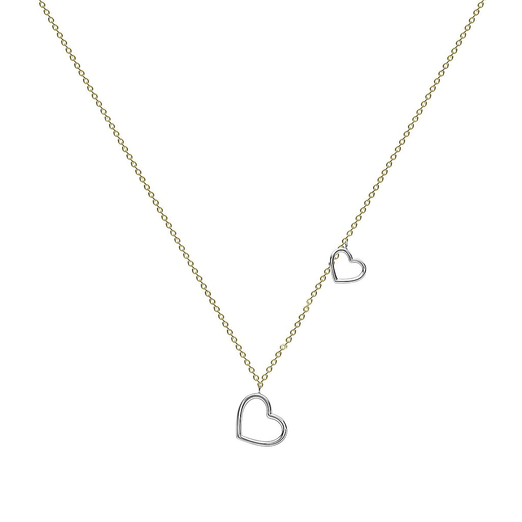 9K Two Colour Gold Hearts Necklace 17 to 18 Inch