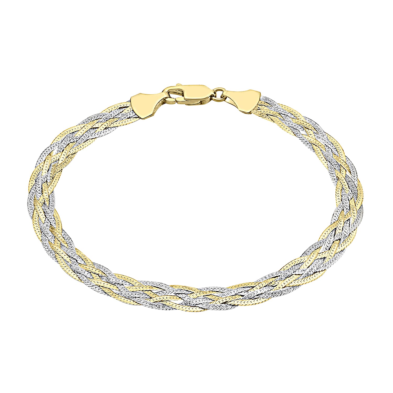 9K Two Colour Gold Plait Textured Herringbone Bracelet 7 Inch 2.9 grams 6093023 0