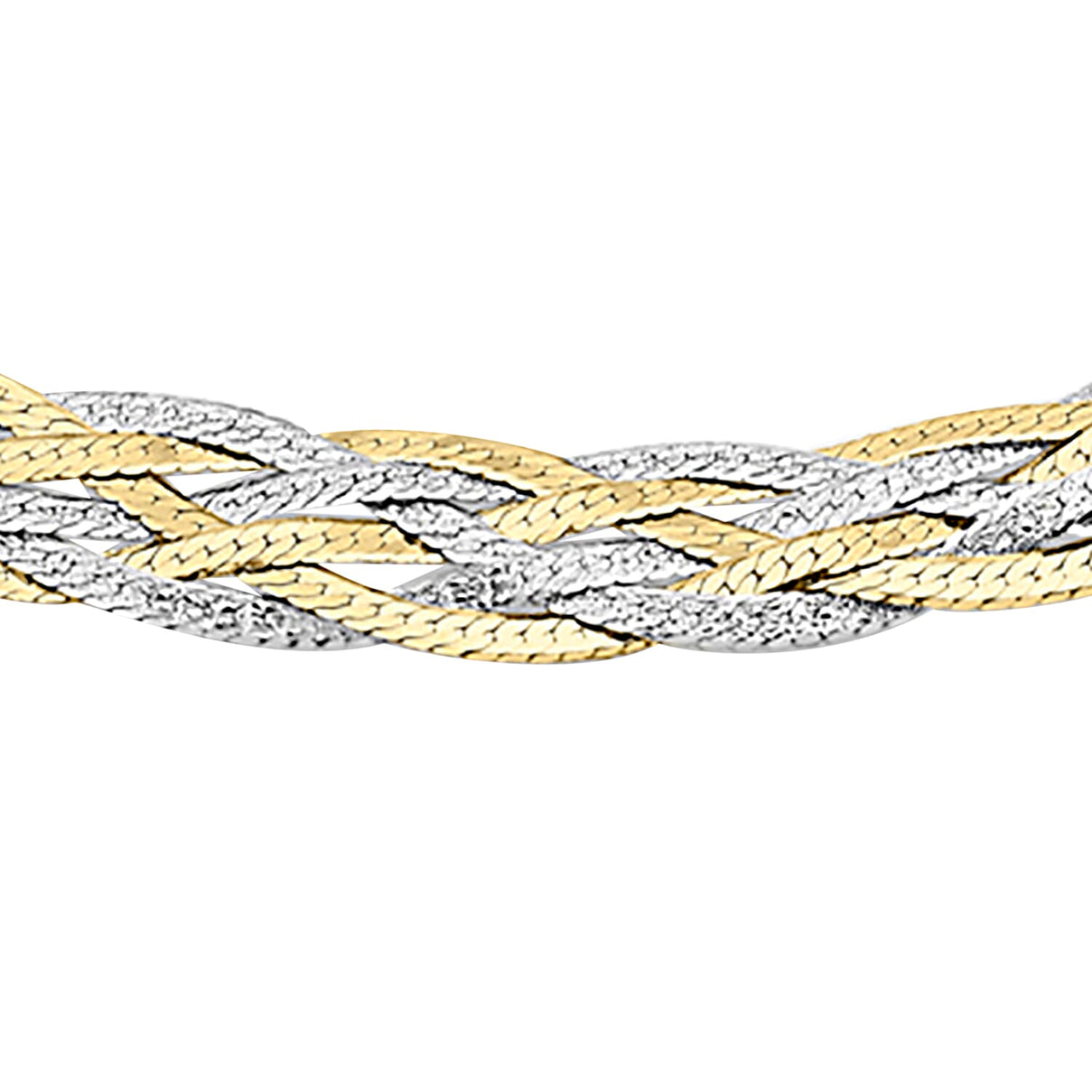 9K Two Colour Gold Plait Textured Herringbone Bracelet 7 Inch 2.9 grams 6093023 1