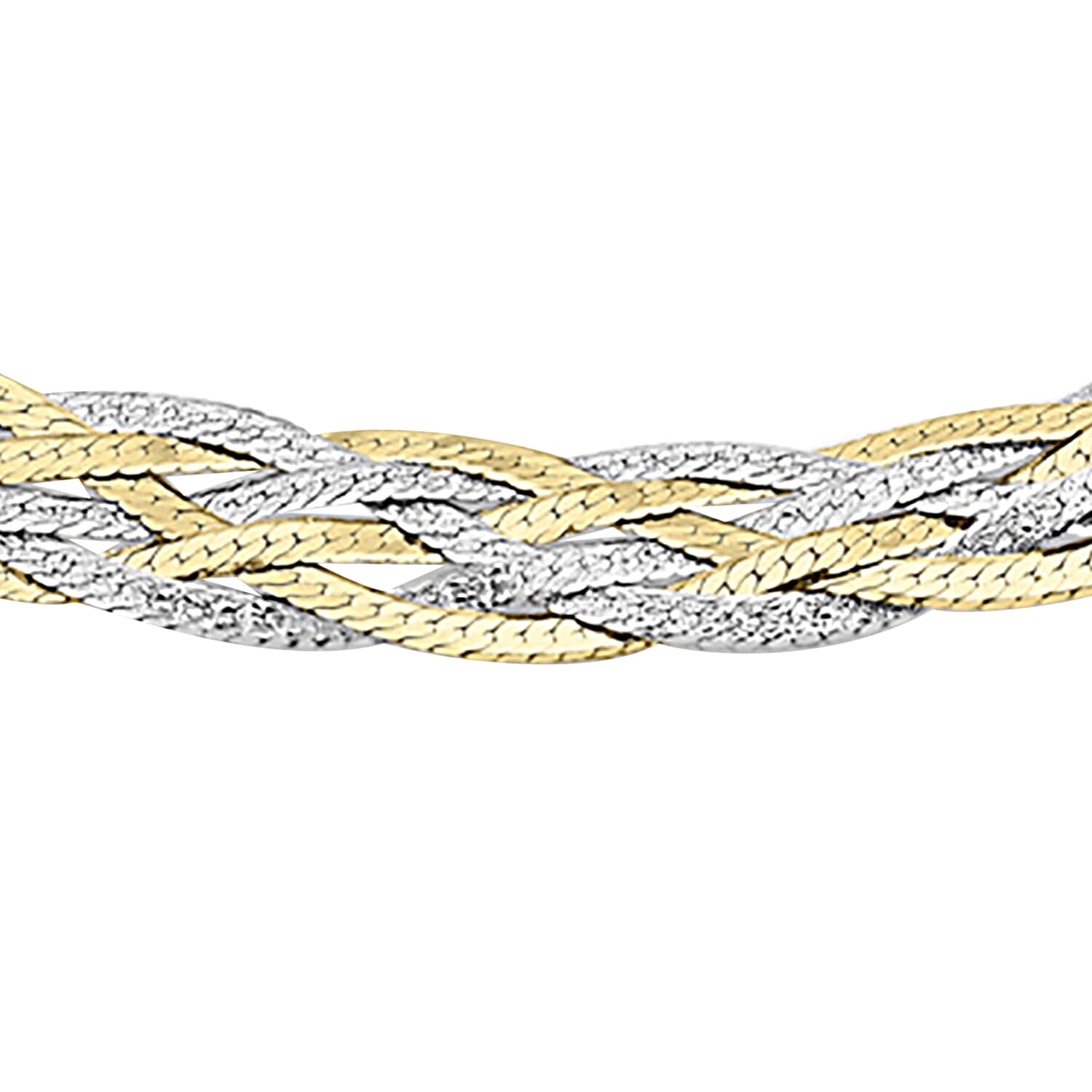 9K Two Colour Gold Plait Textured Herringbone Bracelet 7 Inch 2.9 grams 6093023 1
