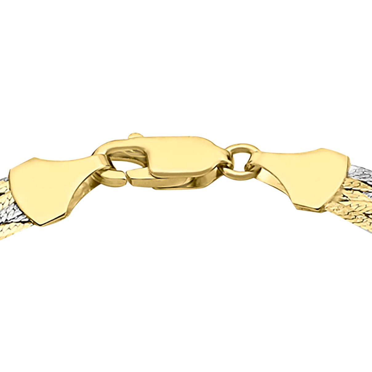 9K Two Colour Gold Plait Textured Herringbone Bracelet 7 Inch 2.9 grams 6093023 2
