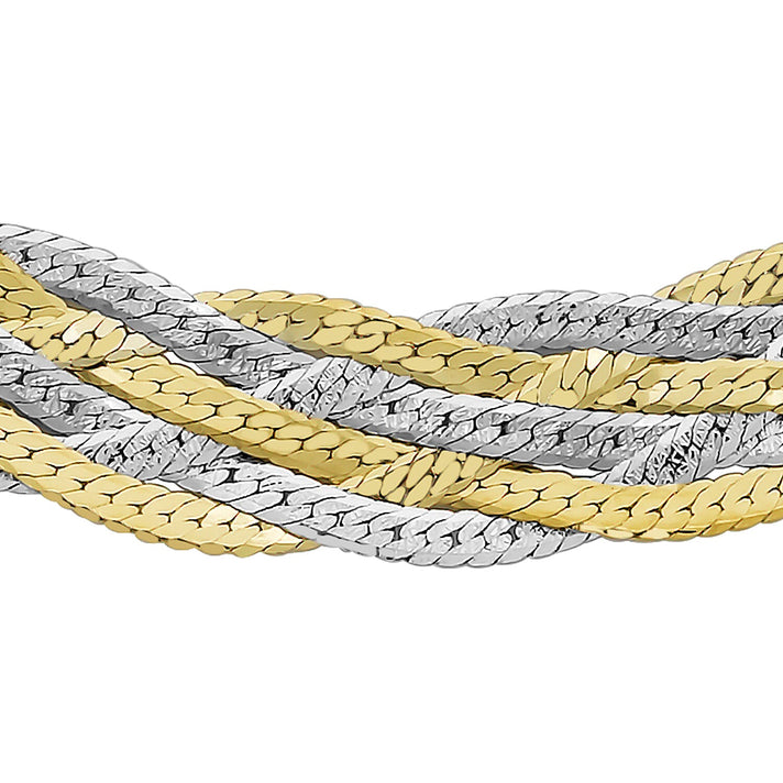 9K Two Colour Gold Plait Textured Herringbone Necklace 18 Inch 6.1 grams 6093123 1