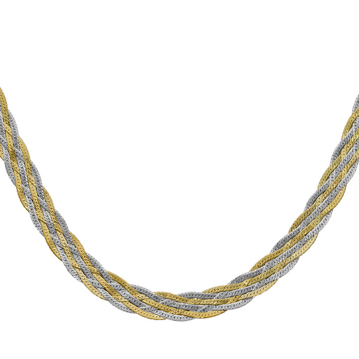 9K Two Colour Gold Plait Textured Herringbone Necklace 18 Inch 6.1 grams 6093123 2