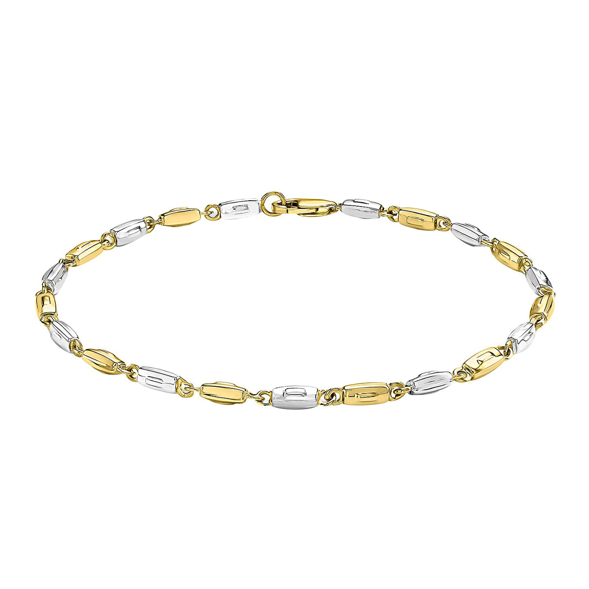 9K Two Colour Gold Rectangular Link Bracelet 8 Inch 3.6 grams 6093048 0