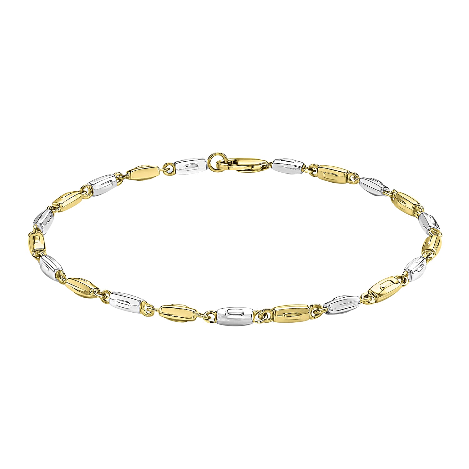 9K Two Colour Gold Rectangular Link Bracelet 8 Inch 3.6 grams 6093048 0