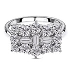 9K White Gold Fine Quality Moissanite Cluster Ring 1.92 Ct