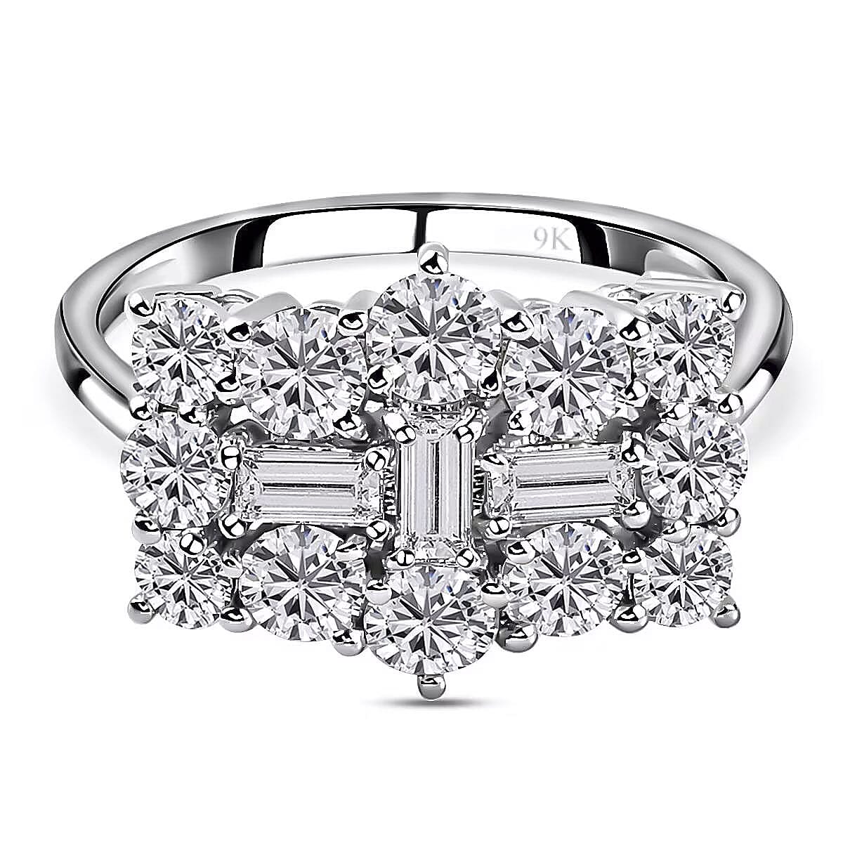9K White Gold 1.97 Ct Moissanite Boat Ring V32593466 0