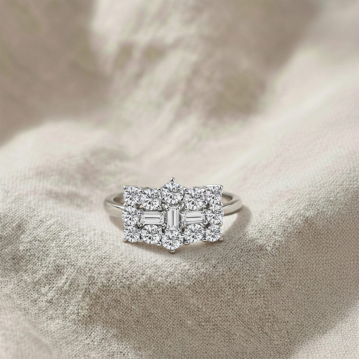 9K White Gold 1.97 Ct Moissanite Boat Ring V32593466 5