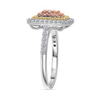 9K Tri Colour Gold SGL Certified Natural Pink Diamond, Natural Yellow Diamond & Natural White Diamond Ring 1.00 Ct.