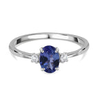 9K White Gold Tanzanite and Diamond (G-H) Ring 0.86 Ct.