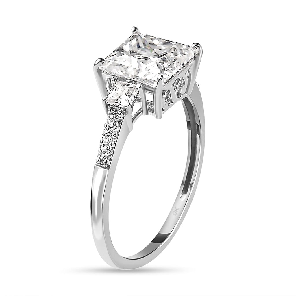 9K White Gold Moissanite Ring 2.10 Ct.