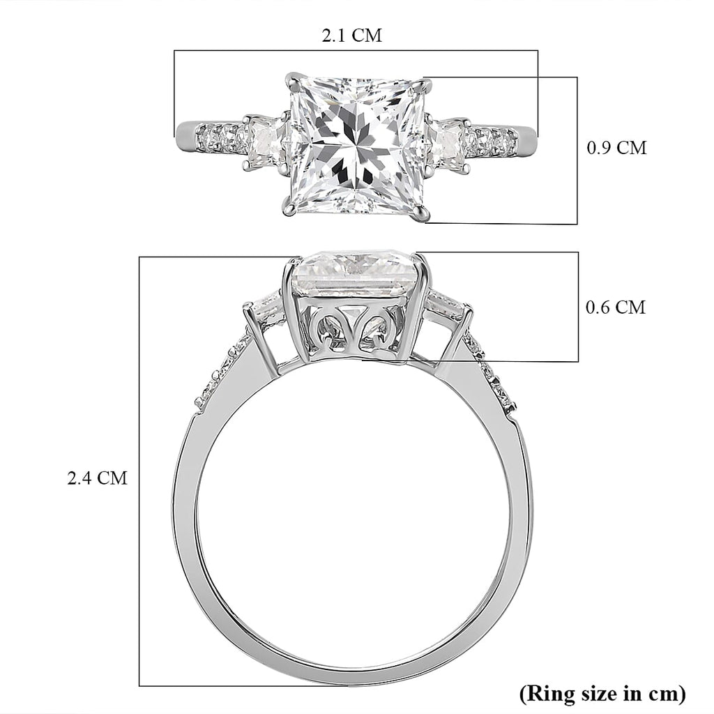 9K White Gold Moissanite Ring 2.10 Ct.