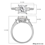 9K White Gold Moissanite Ring 2.10 Ct.