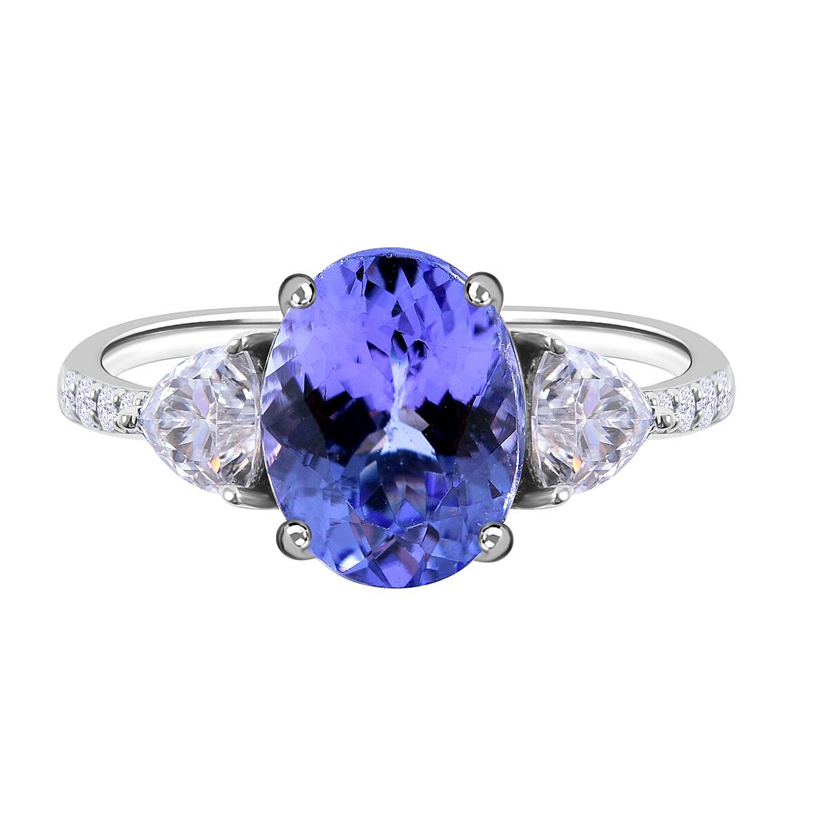 9K White Gold 2.32 Ct AA Tanzanite and Moissanite Classic Ring 7169270 0