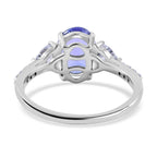 9K White Gold Tanzanite and Moissanite Ring 2.32 Ct.