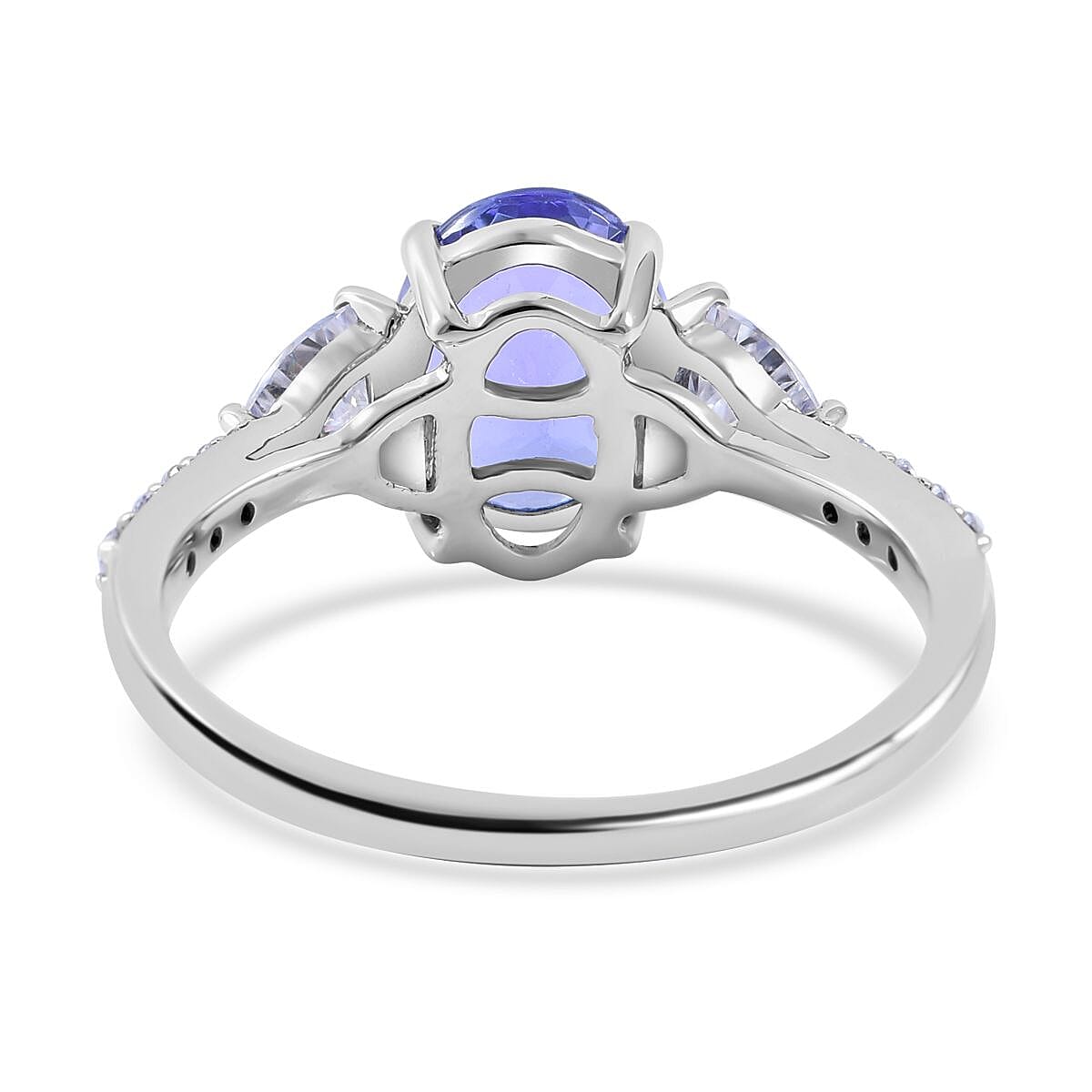 9K White Gold 2.32 Ct AA Tanzanite and Moissanite Classic Ring 7169270 4