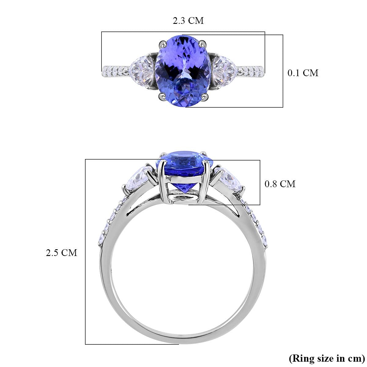 9K White Gold 2.32 Ct AA Tanzanite and Moissanite Classic Ring 7169270 5