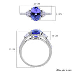 9K White Gold Tanzanite and Moissanite Ring 2.32 Ct.