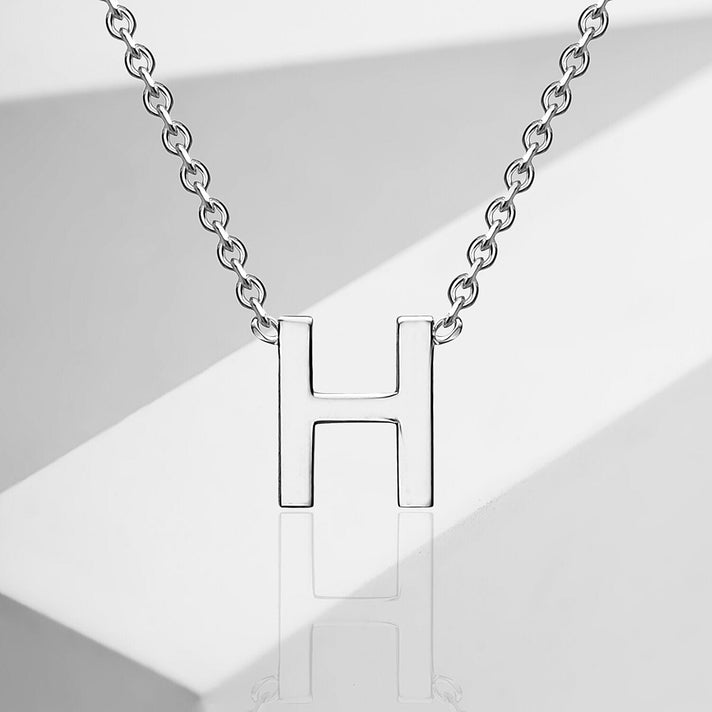 9K White Gold 4mm x 4.5mm 'H' Initial Adjustable Necklace 15 - 17 Inch 7251298 2