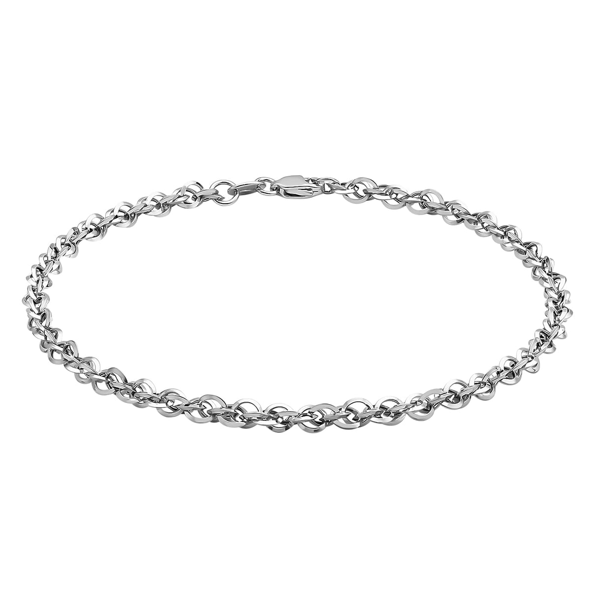 9K White Gold 60 Diamond Cut Prince of Wales Bracelet 7.5 Inch 8894689 0