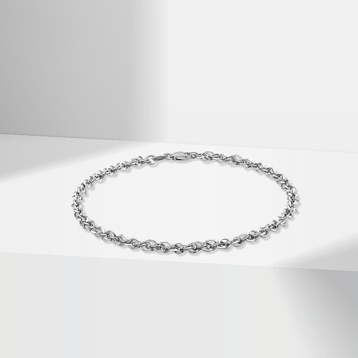 9K White Gold 60 Diamond Cut Prince of Wales Bracelet 7.5 Inch 8894689 1