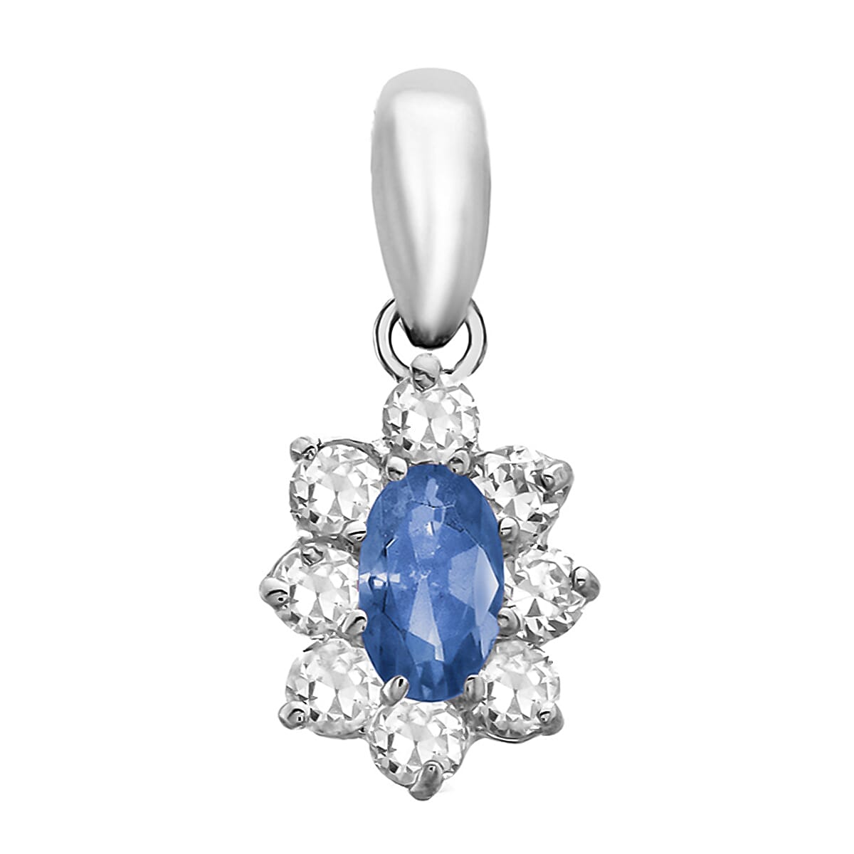 9K White Gold  A   Blue Cubic Zirconia ,  Cubic Zirconia  Pendant 0.90 ct,  Gold Wt. 0.5 Gms  0.900  Ct. 7712746 0