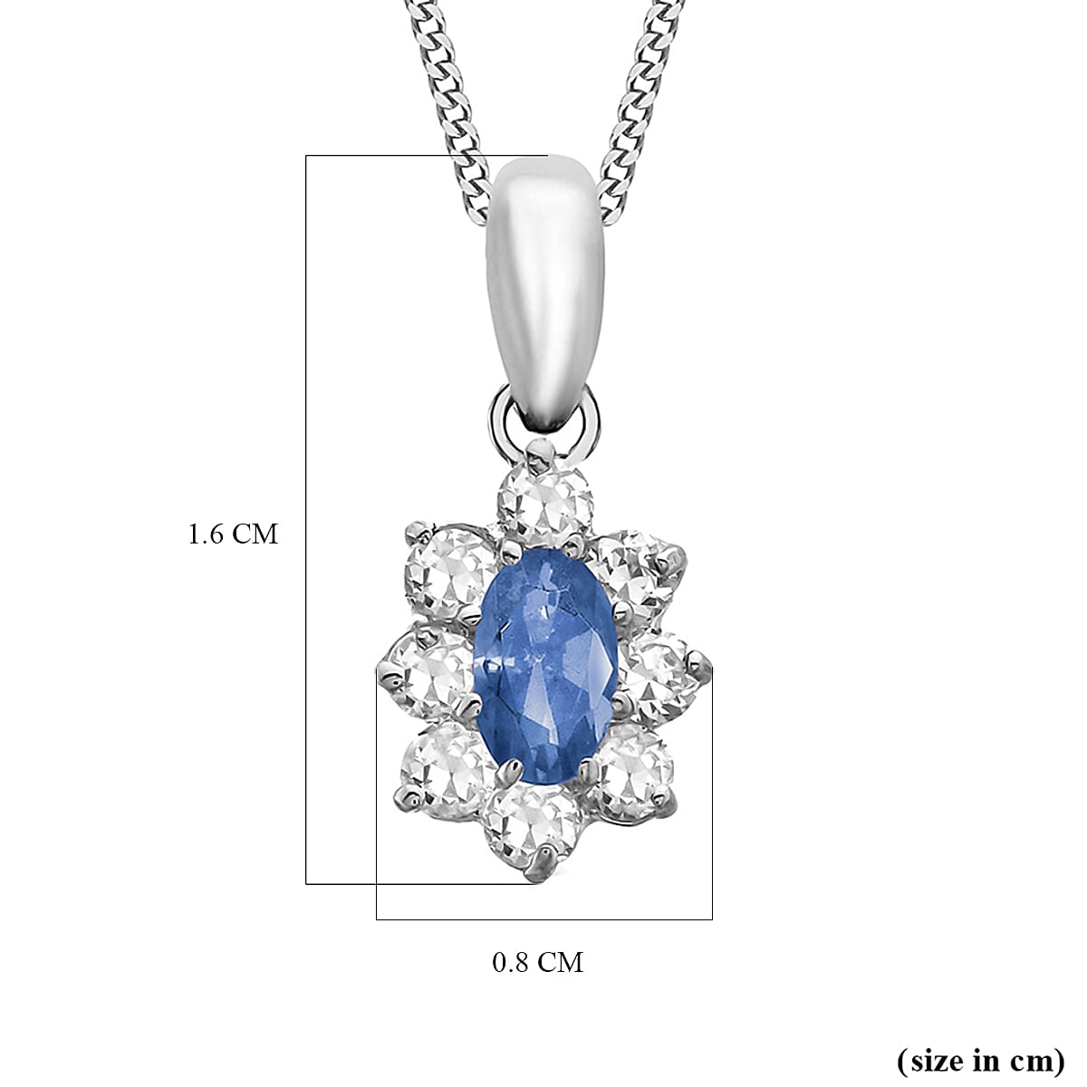 9K White Gold  A   Blue Cubic Zirconia ,  Cubic Zirconia  Pendant 0.90 ct,  Gold Wt. 0.5 Gms  0.900  Ct. 7712746 1