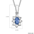 9K White Gold  A   Blue Cubic Zirconia ,  Cubic Zirconia  Pendant 0.90 ct,  Gold Wt. 0.5 Gms  0.900  Ct.