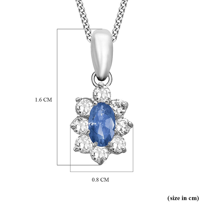 9K White Gold  A   Blue Cubic Zirconia ,  Cubic Zirconia  Pendant 0.90 ct,  Gold Wt. 0.5 Gms  0.900  Ct. 7712746 2