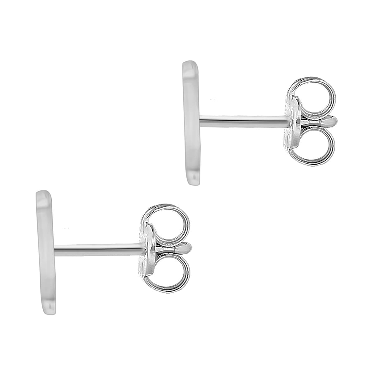 N Initial Stud Earrings in 9K White Gold Cubic Zirconia 6mm x 6mm 7388072 4