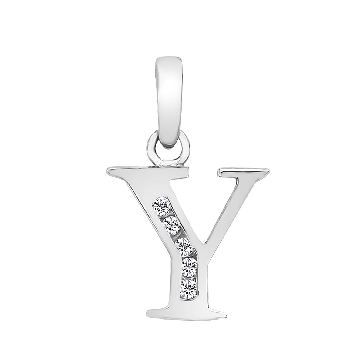Y Initial Pendant in 9K White Gold Cubic Zirconia 10mm x 12mm 7388382 0