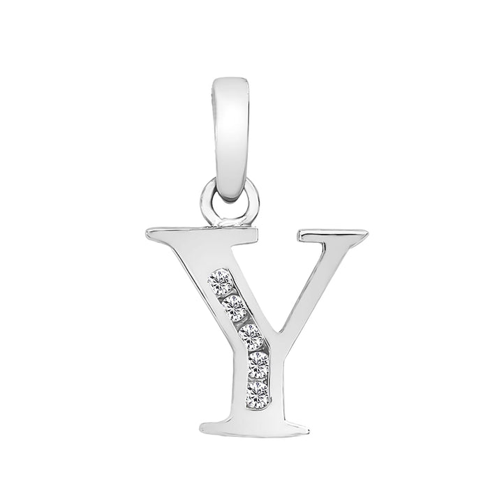 Y Initial Pendant in 9K White Gold Cubic Zirconia 10mm x 12mm 7388382 1