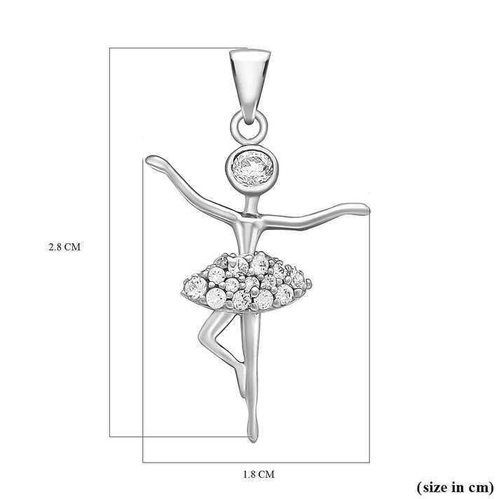 9K White Gold A Cubic Zirconia Ballerina Pendant 0.20 ct, Gold Wt.1.4 Gms 0.200  Ct. 7712533 2
