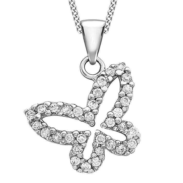 9K White Gold A Cubic Zirconia Butterfly Pendant 0.31 ct, Gold Wt. 0.98 Gms 0.310  Ct. 7712538 1
