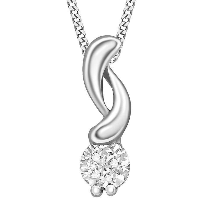 9K White Gold  A   Cubic Zirconia  Pendant 0.45 ct,  Gold Wt. 0.45 Gms  0.450  Ct. 7712531 1