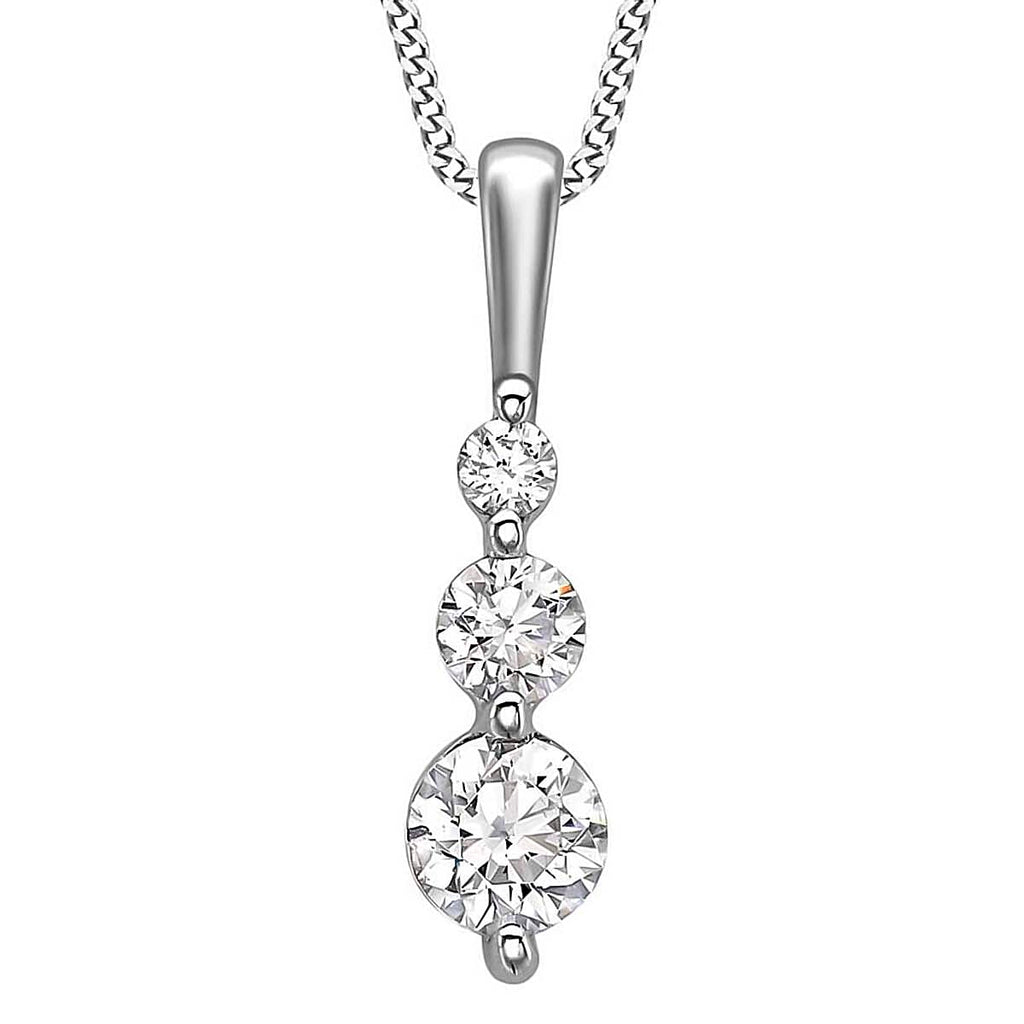 9K White Gold  A   Cubic Zirconia  Pendant 0.72 ct,  Gold Wt. 0.63 Gms  0.720  Ct.