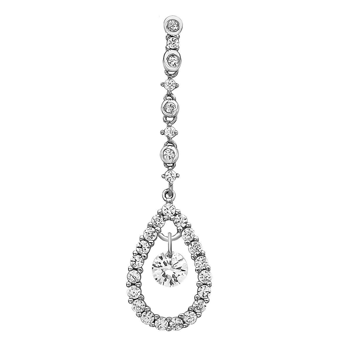 9K White Gold Cubic Zirconia Teardrop Drop Pendant 7752002 0